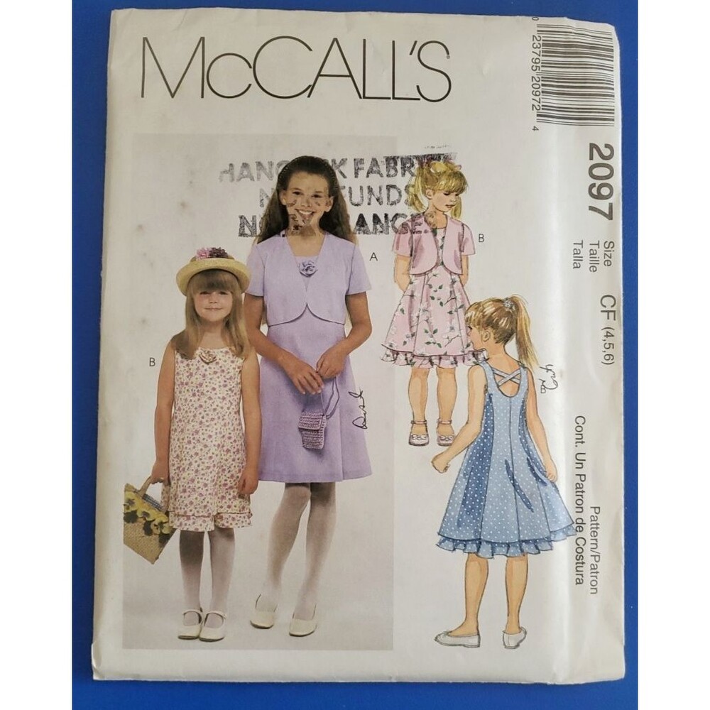 Vintage McCalls 2097 Girls Dress & Jacket Sewing Pattern Size 4-5-6 UNCUT Craft